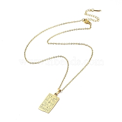 Rectangle with Twelve Constellations Pendant Necklaces, 304 Stainless Steel Cable Chains Necklaces, Golden, Pisces, 15.98 inch(40.6cm)(NJEW-D069-01G-12)