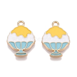 Rack Plating Alloy Enamel Pendants, Golden, Ice Cream Charm, Yellow, 18.5x13.5x1.5mm, Hole: 1.6mm(ENAM-N056-348A)