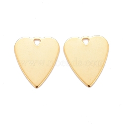 201 Stainless Steel Pendants, Heart, Real 24k Gold Plated, 18.5x15.5x0.8mm, Hole: 1.4mm(STAS-K217-68B-G)