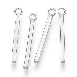 Tarnish Resistant 304 Stainless Steel Pendants, Bar/Stick, Stainless Steel Color, 23x1.5x1.5mm, Hole: 1.8mm(STAS-T047-13)