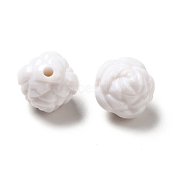 Opaque Acrylic Beads, Flower, White, 10mm, Hole: 1.5mm, about 1110pcs/500g(MACR-J123-03B)