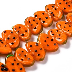 Handmade Lampwork Beads Strands, Fruit, Dark Orange, 10x18.5x5mm, Hole: 1.6mm, about 25pcs/strand, 9.76 inch(24.8cm)(LAMP-I022-29F)