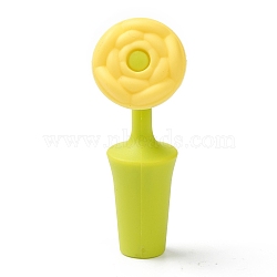 Silicone Wine Bottle Stoppers, Flower, Yellow, 84x31x24mm, Hole: 7.5mm(FIND-B001-05B)