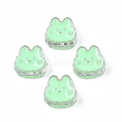 Transparent Acrylic Beads, with Enamel, Rabbit, Pale Green, 18x19x8mm, Hole: 3mm(ACRC-S039-02B)