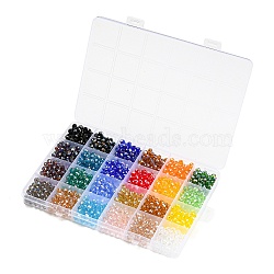 1008Pcs 24 Color Transparent Glass Bead, AB Color Plated, Faceted, Rondelle, Mixed Color, 5.5x5mm, Hole: 1.2mm, about 42Pcs/color(GLAA-H026-03)
