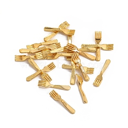 100Pcs Alloy Silverware Miniature Ornaments, Micro Landscape Home Dollhouse Accessories, Pretending Prop Decorations, Fork, Golden, 19x3x2mm(PW-WGF7D5F-06)