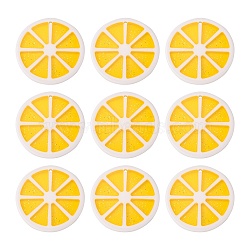 Hawaii Lemon Slice Resin Glitter Powder Pendants, Flat Round, Yellow, Size: about 34~35mm in diameter, 3~4mm thick, hole: 2mm(X-RESI-R337-5)