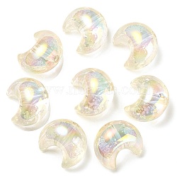 50Pcs UV Plating Transparent Acrylic Beads, Moon, Clear, 25x22x17mm, Hole: 3.5mm(PACR-CJ0001-25)