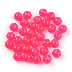 Opaque Plastic Beads, Round, Fuchsia, 6x5.5mm, Hole: 1.8mm, about 479pcs/50g(X-KY-T005-6mm-625)