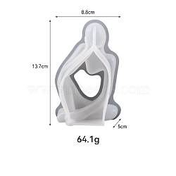 3D Abstract Human Thinker DIY Food Grade Silicone Statue Candle Molds, Aromatherapy Candle Moulds, Portrait Sculpture Scented Candle Making Molds, White, 13.7x8.8x5cm(PW-WG99230-02)