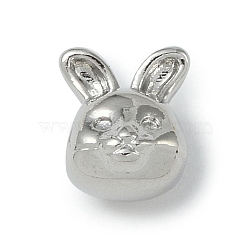 Rack Plating Brass Beads, Long-Lasting Plated, Lead Free & Cadmium Free, Rabbit, Platinum, 9.5x8x8mm, Hole: 2.5mm(KK-A220-19B-P)