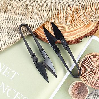 High Carbon Steel Sewing Scissors, with Plastic Handle, U-shapes Spring Scissor, Yarn Fabric Trimmer Clipper, Black, 105mm