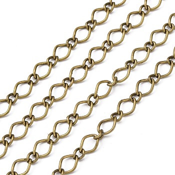 Iron Handmade Chains Figaro Chains Mother-Son Chains, Unwelded, Lead Free and Nickel Free and Cadmium Free, Antique Bronze, with Spool, Mother Link:5x8mm, 1mm thick, Son Link:3.5x4mm, 0.81mm thick, about 328.08 Feet(100m)/roll