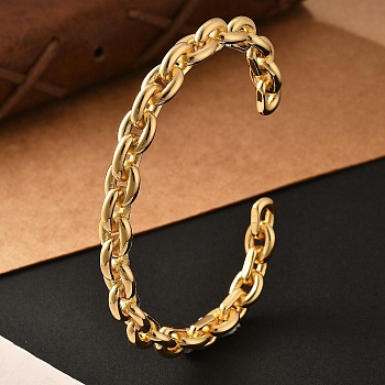 Brass Cuff Bangles, Rope Chains Bangles for Women, Real 18K Gold Plated, Inner Diameter: 1-3/4x2-1/2  inch(4.6x6.3cm)