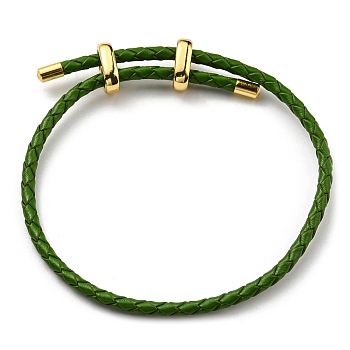 Leather Braided Cord Bracelets, Adjustable Bracelet, Green, Inner Diameter: 5/8~2-7/8 inch(1.5~7.3cm)