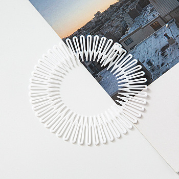 Plastic Full Circular Flexible Comb Hair Bands, Wide Hair Accessories, White, 300x30mm