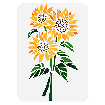 Sunflower PET Hollow Out Drawing Painting Stencils, for DIY Scrapbook, Photo Album, Flower, 297x210mm