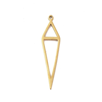 304 Stainless Steel Pendants, Laser Cut, Triangle Charm, Golden, 32x7.5x0.9mm, Hole: 1.2mm