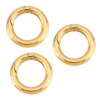 3Pcs 201 Stainless Steel Spring Gate Rings, O Rings, Ring, Golden, 7 Gauge, 20.5x3.5mm, Inner Diameter: 13mm