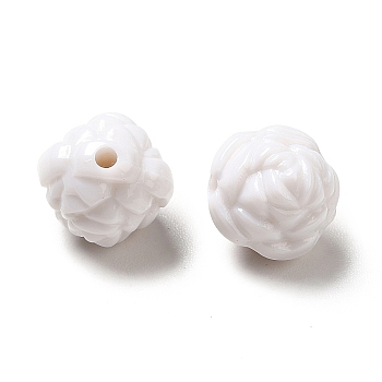 Opaque Acrylic Beads, Flower, White, 10mm, Hole: 1.5mm, about 1110pcs/500g