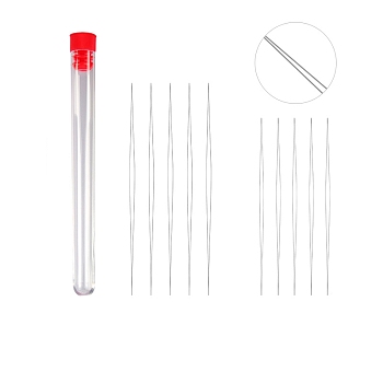 Stainless Steel Collapsible Big Eye Beading Needles, Seed Bead Needle, with Storage Tube, Red, 76~153x13mm, 11pcs/set