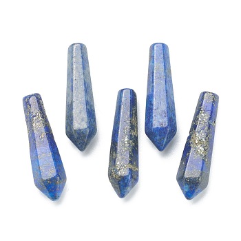 Natural Lapis Lazuli Pointed Beads, Healing Stones, Reiki Energy Balancing Meditation Therapy Wand, Bullet, Undrilled/No Hole Beads, Faceted, for Wire Wrapped Pendants Making, 29~33x7.5~8.5mm