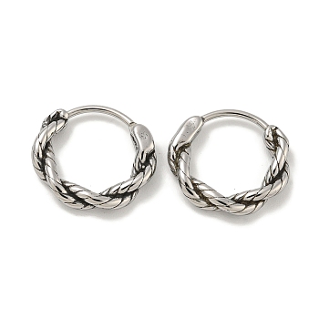 316 Surgical Stainless Steel Hoop Earrings, Ring, Antique Silver, 14.5x3mm