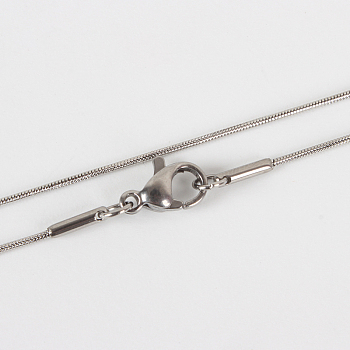 304 Stainless Steel Snake Chain Necklace Making, with Lobster Claw Clasps, Stainless Steel Color, 17.7 inch(45cm)