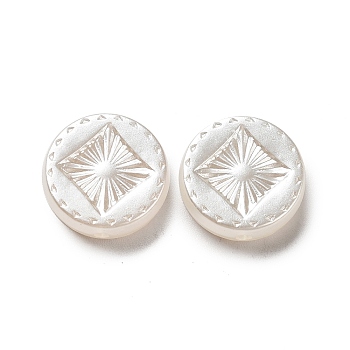 ABS Plastic Imitation Pearl Beads, Flat Round, White, 15.5x5mm, Hole: 1.8mm, about 606pcs/500g