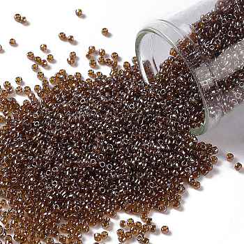TOHO Round Seed Beads, Japanese Seed Beads, (114) Transparent Luster Smoky Topaz, 15/0, 1.5mm, Hole: 0.7mm, about 15000pcs/50g