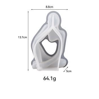 3D Abstract Human Thinker DIY Food Grade Silicone Candle Molds, Aromatherapy Candle Moulds, Scented Candle Making Molds, White, 13.7x8.8x5cm