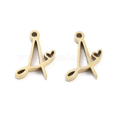 Real 14K Gold Plated Letter A 304 Stainless Steel Charms