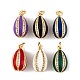 Brass Micro Pave Cubic Zirconia Pendants(KK-E112-19G)-1