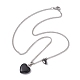 2Pcs 2 Style Natural Black Stone & Opalite Heart Pendant Necklaces Set(NJEW-JN04437)-5