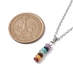 Natural & Synthetic Mixed Gemstone Disc Pendant Necklaces(NJEW-JN04623-01)-3