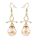 Boucles d'oreilles pendantes noeud avec globe de verre(EJEW-JE04743)-1