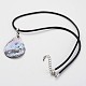 Teardrop Waxed Cord Natural Paua Shell Pendant Necklaces and Earrings Jewelry Sets(SJEW-M088-02)-2
