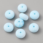 Rondelle Food Grade Eco-Friendly Silicone Beads, Light Cyan, 13.5~14x7.5mm, Hole: 3mm(SIL-TAC0010-04F)