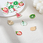 16Pcs 4 Styles Alloy Pendants, with Enamel, Fruit, Mixed Shapes, 26~28x19~22x1.5~2mm, Hole: 1.8~2mm, 4pcs/style(FIND-LP0004-36)