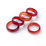 Natural Agate Finger Ring, Wide Band Ring, Dyed, Faceted, Red, 17~18mm(G-Q481-67B)