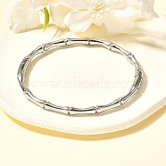 304 Stainless Steel Bamboo Joint Hinged Bangle, Stainless Steel Color, Inner Diameter: 1-7/8x2-1/4 inch(4.75x5.75cm)(JB757A)