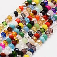 Electroplate Glass Beads Strands, AB Color Plated, Faceted, Rondelle, Colorful, 4x3mm, Hole: 1mm, about 130~140pcs/strand, 15.3 inch~15.7 inch(39cm~40cm)(GLAA-P312-07-3x4mm-10)