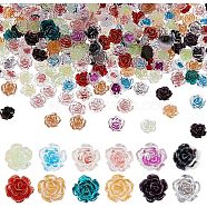 Olycraft 240Pcs 12 Style Camellia Transparent Resin Cabochons, with Sequins inside, Nail Art Decoration Accessories, Mixed Color, 7.5~8x3.5mm, 20pcs/style(MRMJ-OC0003-41)