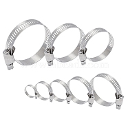 304 Stainless Steel Adjustable Worm Gear Hose Clamps, for Water Pipe, Plumbing, Automotive and Mechanical Application, Stainless Steel Color, Inner Diameter: 15.5~48mm, 8~12mm wide, 48pcs/box(STAS-UN0008-84P)