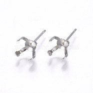 304 Stainless Steel Stud Earring Findings, Stainless Steel Color, 7x7mm, Pin: 0.8mm(X-STAS-I095--08P-B)