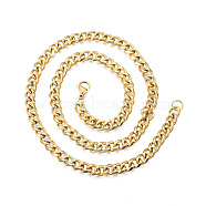 Men's 201 Stainless Steel Cuban Link Chain Necklace, Golden, 19.69 inch(50cm), Wide: 7mm(NJEW-N050-A06-7-50G)