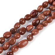 Synthetic Goldstone Beads Strands, Nuggets, Tumbled Stone, 4~6x7~10x4~6mm, Hole: 1mm, 15.75''(40cm)(G-P497-01B-22)