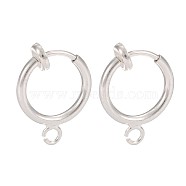 Brass Clip-on Hoop Earring Findings, for Non-pierced Ears, Lead Free & Cadmium Free, Silver Color Plated, 15.5x11x1.5~4.5mm, Hole: 1.8mm(X-KK-P102-01S)
