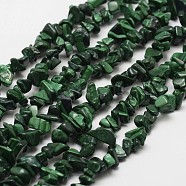 Natural Malachite Beads Strands, Chip, Dark Green, 3~5x7~13x2~4mm, Hole: 0.4mm, 32 inch(G-F328-30)