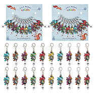 Alloy Enamel Elephant with Number Pendant Locking Stitch Markers, Zinc Alloy Lobster Claw Clasps Stitch Marker, Mixed Color, 5.4cm, 1pc/style, 10 style, 10pcs/set(HJEW-AB00007)